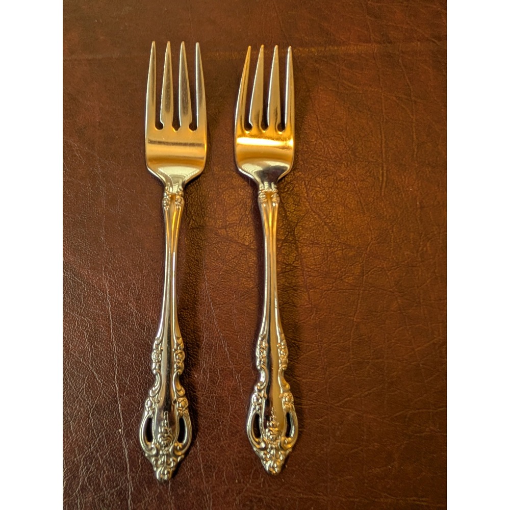 Oneida Community Brahms Stainless Steel Salad Fork Set of 2 Ornate Flatware